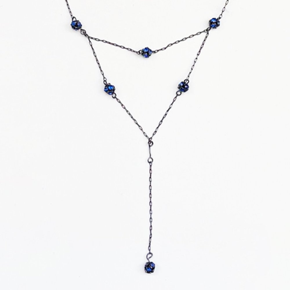 1928 Vintage Sapphire Blue Crystal Necklace